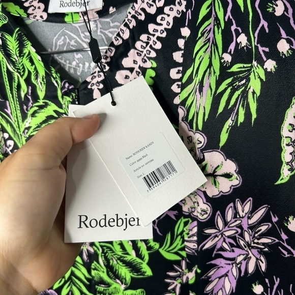 Rodebjer Kandy Vegetal Floral Print V-Neck Zipper Bodice Mini Dress Size Large - Picture 9 of 15